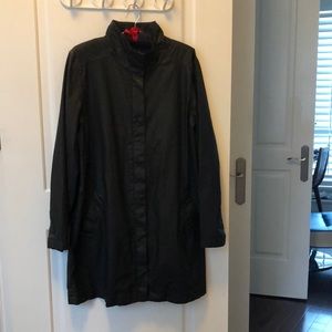 Eileen Fisher black cotton lined swing coat